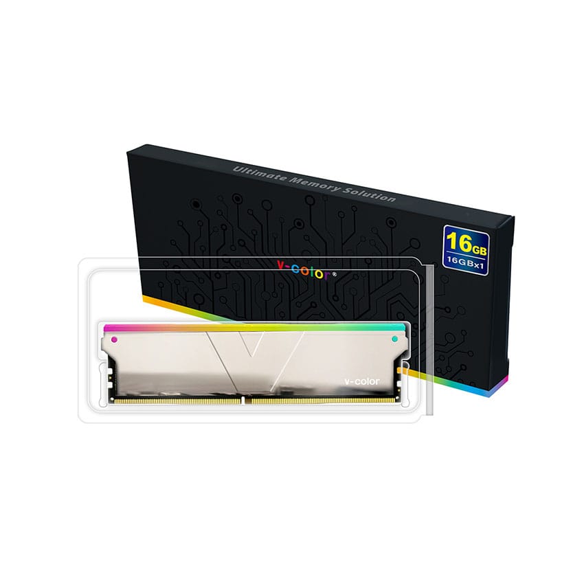 Ram Desktop V-Color SKYWALKER PLUS RGB White (TL416G36S818CSPSWS) 16GB (1x 16GB) DDR4 3600Mhz