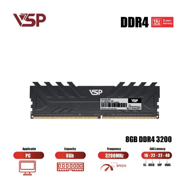 Ram Desktop VSP (DD04-8GDDR40143) 8GB (1x 8GB) DDR4 3200Mhz